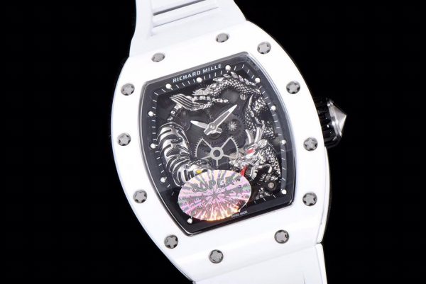 Richard Mille RM 057 NTPT Fibre de Carbone Bracelet Caoutchouc Blanc – Image 2