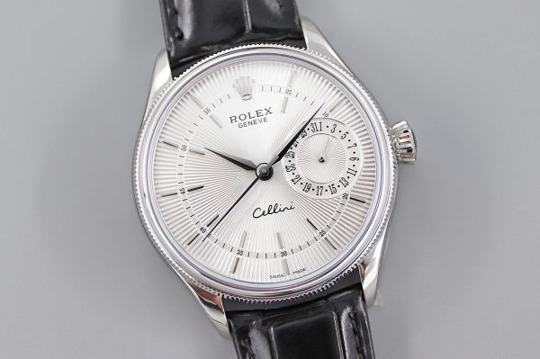 Rolex Cellini Date 50519 Bracelet Noir Cadran Argent 39mm Montre Réplique Homme – Image 9