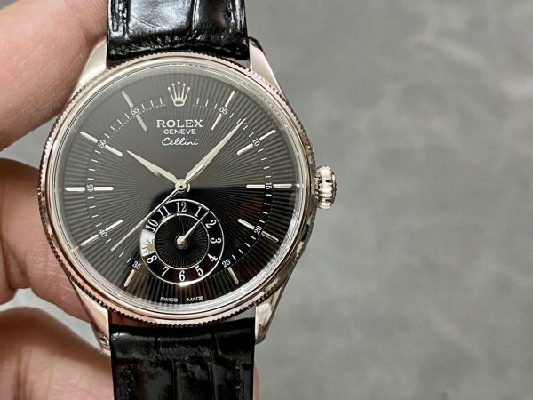 Rolex Cellini Dual Time 50529 Cadran Noir Or Blanc 39mm Montre Réplique Homme – Image 12