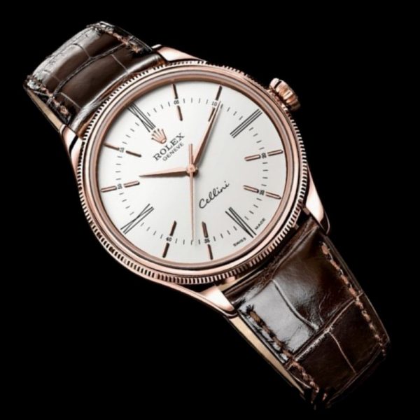 Rolex Cellini Time 50505 Bracelet Cuir Brun Cadran Blanc 39mm Montre Réplique Homme – Image 5