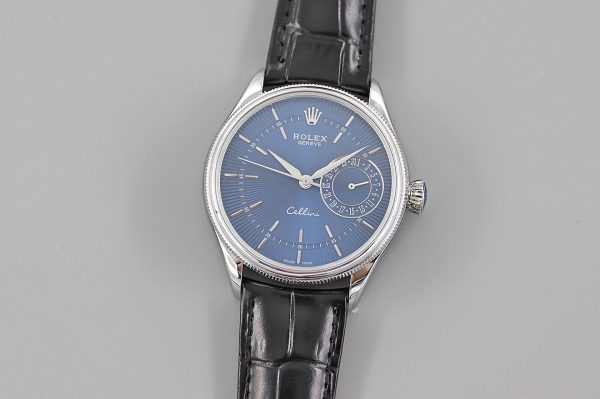 Rolex Cellini Date 50519 Cadran Bleu Bracelet Cuir Bleu 39MM Montre Réplique Homme – Image 8