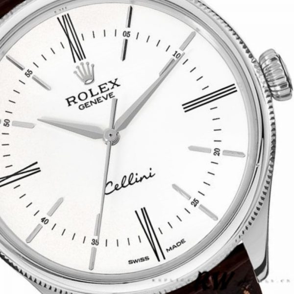 Rolex Cellini Time 50509 Bracelet Cuir Brun Cadran Blanc 39mm Montre Réplique Homme – Image 6