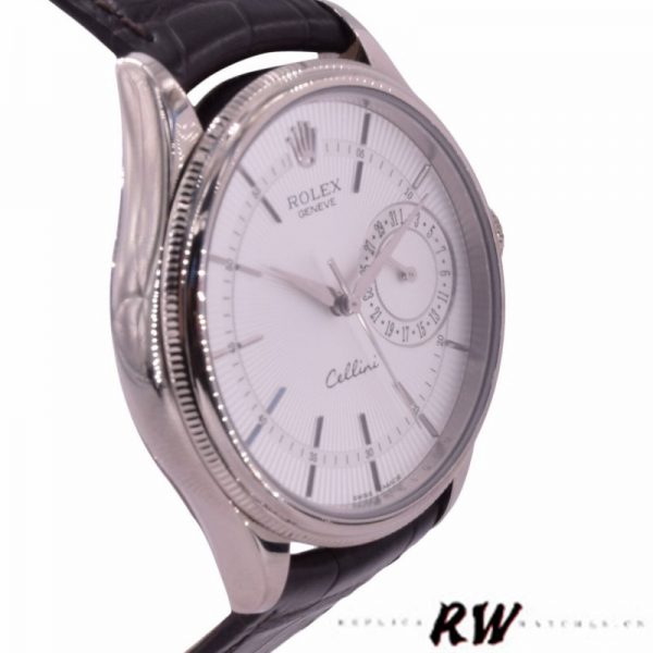 Rolex Cellini Date 50519 Bracelet Cuir Brun Cadran Argent 39mm Montre Réplique Homme – Image 6