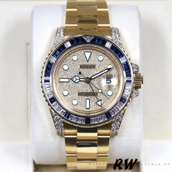 Rolex GMT-Master II 116758 Or Jaune Cadran Pavé 40mm Montre Réplique Homme – Image 5