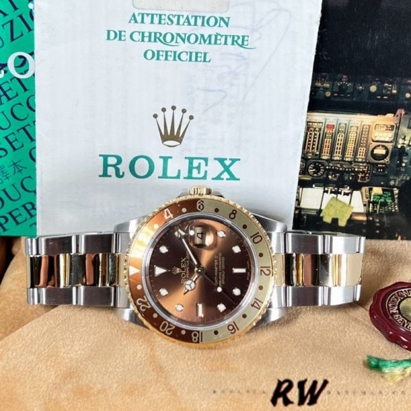 Rolex GMT-Master II 16713 Or Blanc Cadran Chocolat 40mm Montre Réplique Homme – Image 6