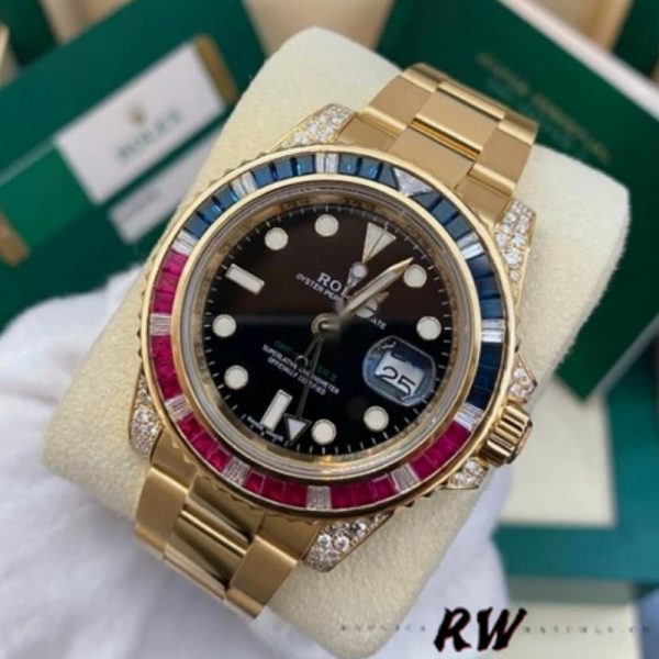 Rolex GMT-Master II 116758 Bracelet Oyster Cadran Noir Diamants 40mm Montre Réplique Homme – Image 6
