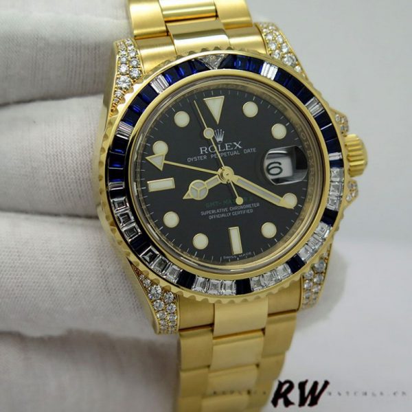 Rolex GMT-Master II 116758 Cadran Noir Diamant 40mm Montre Réplique Homme – Image 5