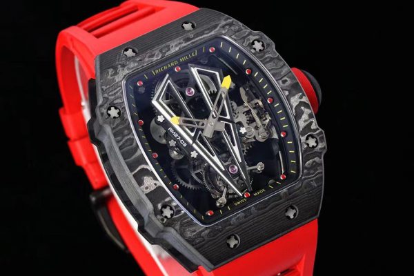 Réplique RM 27-03 Rafael Nadal Tourbillon Noir Bracelet caoutchouc rouge – Image 2