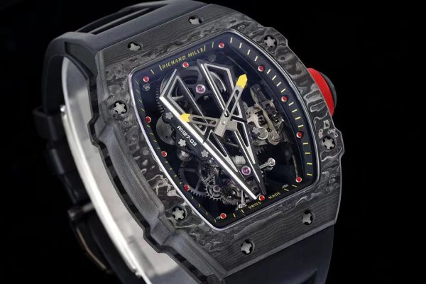 Réplique RM 27-03 Rafael Nadal Tourbillon Noir Bracelet caoutchouc noir – Image 2