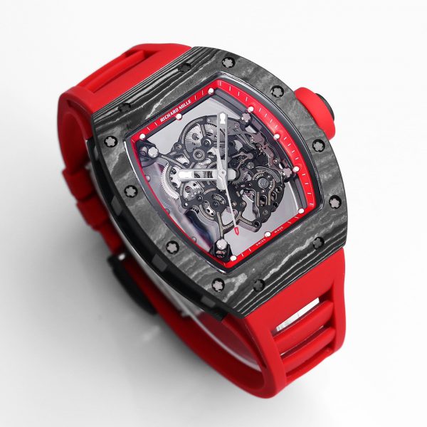 Richard Mille RM 055 NTPT Fibre de carbone Bracelet caoutchouc rouge – Image 3