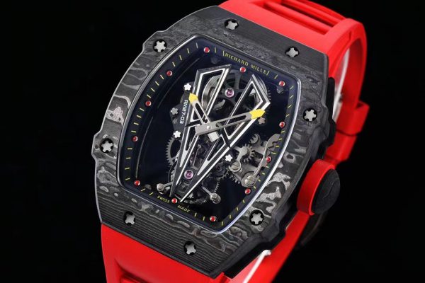 Réplique RM 27-03 Rafael Nadal Tourbillon Noir Bracelet caoutchouc rouge – Image 6