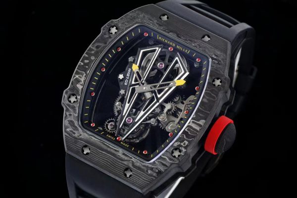 Réplique RM 27-03 Rafael Nadal Tourbillon Noir Bracelet caoutchouc noir – Image 4