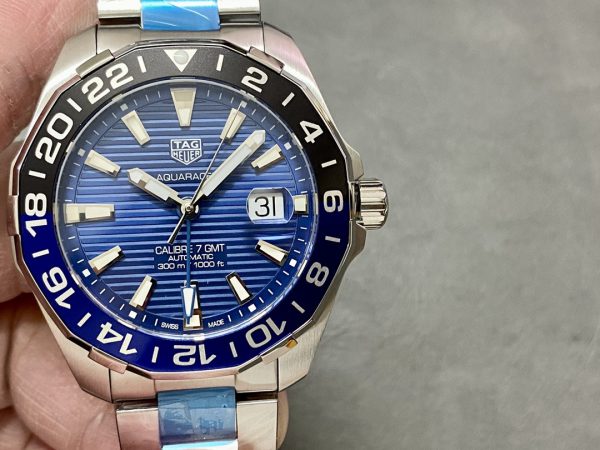 Tag Heuer Aquaracer Automatique GMT Acier WAY201T.BA0927 Bleu 43mm – Image 3