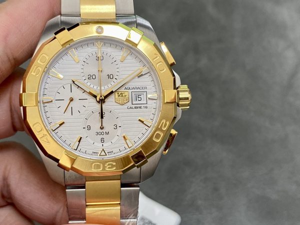 Tag Heuer Aquaracer Chronographe CAY2121.BB0923 43mm Or/Argent – Image 3