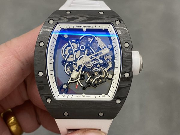 Richard Mille RM055 NTPT Fibre de carbone Bracelet caoutchouc blanc – Image 5