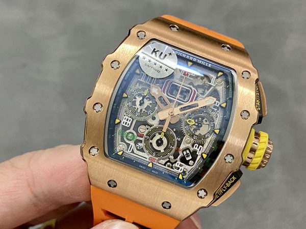 Richard Mille RM11-03 Bracelet caoutchouc orange Chronographe Flyback Automatique – Image 5