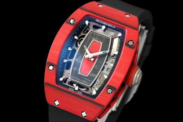Richard Mille RM07-01 Racing Rouge Carbone Bracelet caoutchouc noir 46mm Montre Femme – Image 5