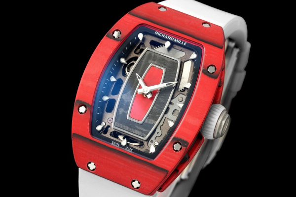 Richard Mille RM07-01 Racing Rouge Carbone Bracelet caoutchouc blanc 46mm Montre Femme – Image 5