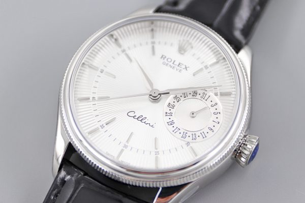 Rolex Cellini Date 50519 Bracelet Noir Cadran Argent 39mm Montre Réplique Homme – Image 8