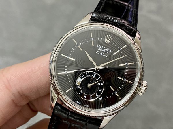 Rolex Cellini Dual Time 50529 Cadran Noir Or Blanc 39mm Montre Réplique Homme – Image 11