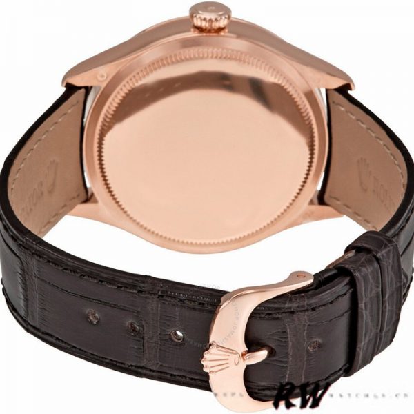 Rolex Cellini Dual Time 50525 Cadran Guilloché Brun Bracelet Cuir Brun 39mm Montre Réplique Homme – Image 4