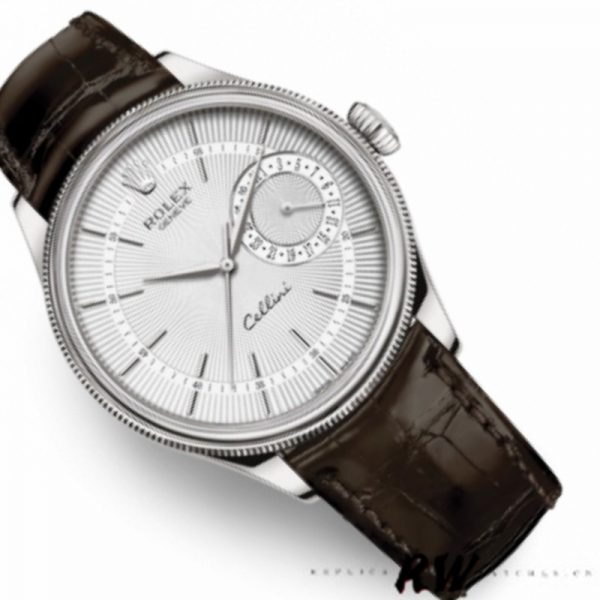 Rolex Cellini Date 50519 Bracelet Cuir Brun Cadran Argent 39mm Montre Réplique Homme – Image 5