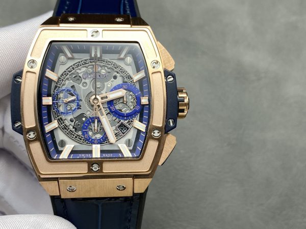 Hublot Spirit of Big Bang Chronographe King Gold Bracelet Cuir Bleu Homme 641.OX.7180.LR – Image 4
