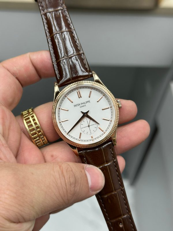 Patek Philippe Calatrava Petite Seconde Cadran Blanc Bracelet Cuir 6119R 001 Montre – Image 6