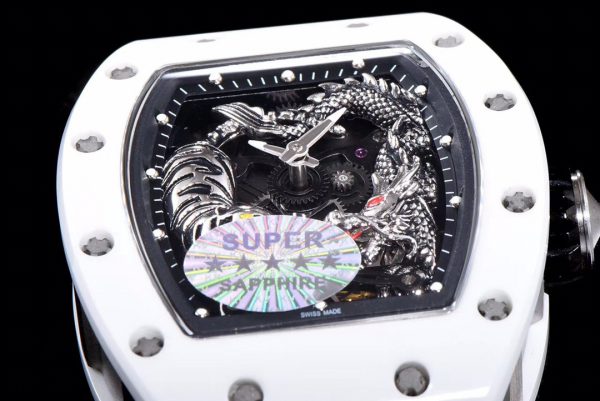 Richard Mille RM 057 NTPT Fibre de Carbone Bracelet Caoutchouc Blanc – Image 6