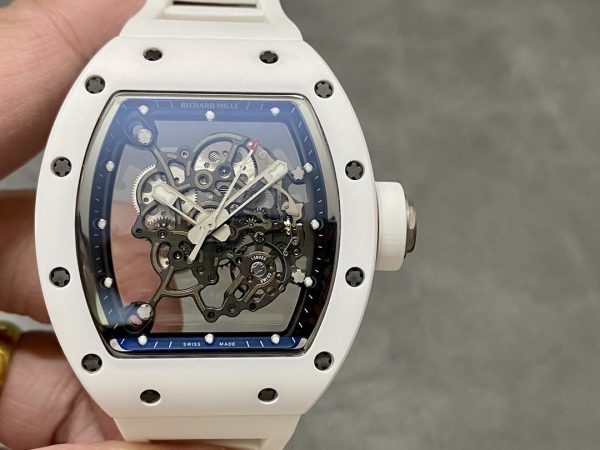 Richard Mille RM 055 RMUL2 NTPT Fibre de carbone Marque noire Bracelet caoutchouc blanc – Image 5