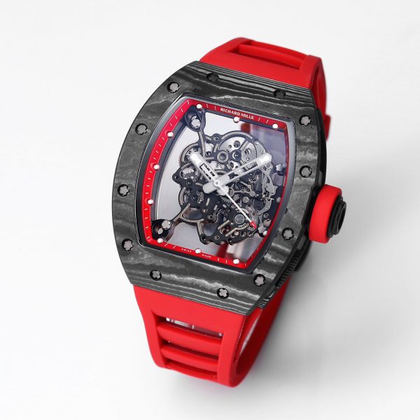 Richard Mille RM 055 NTPT Fibre de carbone Bracelet caoutchouc rouge – Image 4