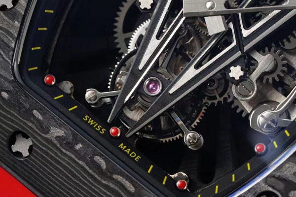 Réplique RM 27-03 Rafael Nadal Tourbillon Noir Bracelet caoutchouc rouge – Image 5