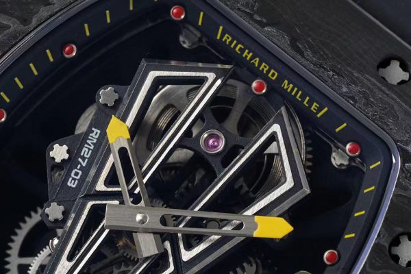 Réplique RM 27-03 Rafael Nadal Tourbillon Noir Bracelet caoutchouc noir – Image 3