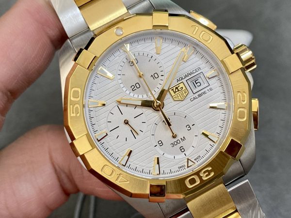 Tag Heuer Aquaracer Chronographe CAY2121.BB0923 43mm Or/Argent – Image 4