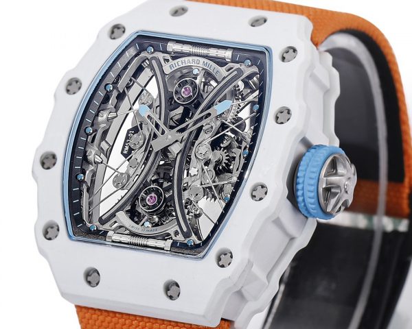Richard Mille RM053-01 Pablo MacDonough Cadran squelette Bracelet tissu orange – Image 5