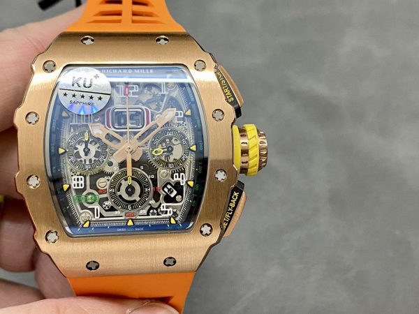 Richard Mille RM11-03 Bracelet caoutchouc orange Chronographe Flyback Automatique – Image 4