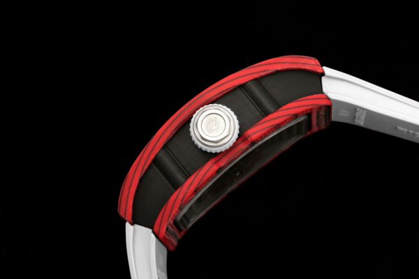 Richard Mille RM07-01 Racing Rouge Carbone Bracelet caoutchouc blanc 46mm Montre Femme – Image 4