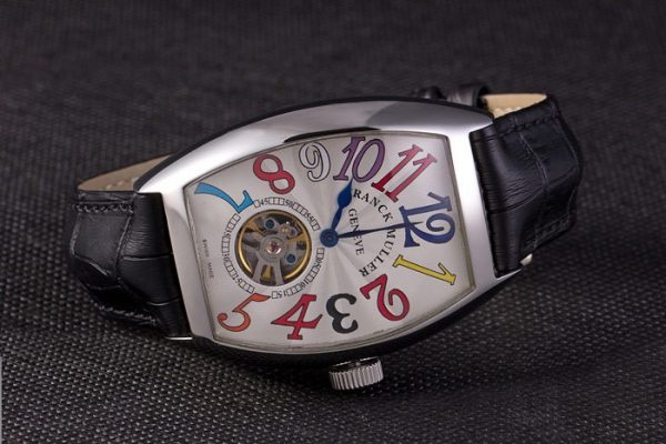 Franck Muller Casablanca Bracelet Cuir Croco Noir Cadran Blanc 80280 – Image 4