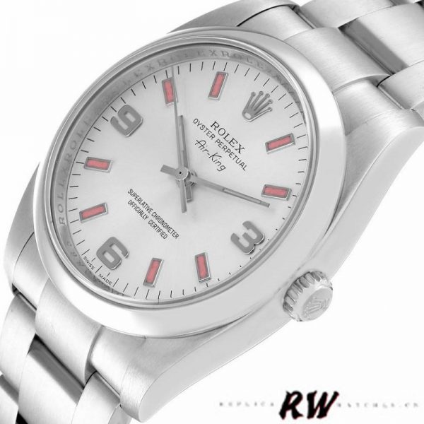 Rolex Oyster Perpetual Air-King 114200 Cadran Argent Index Rose 34mm Réplique Unisexe – Image 3