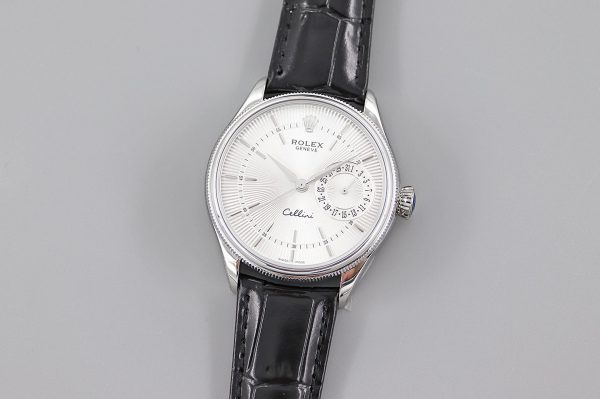 Rolex Cellini Date 50519 Bracelet Noir Cadran Argent 39mm Montre Réplique Homme – Image 7