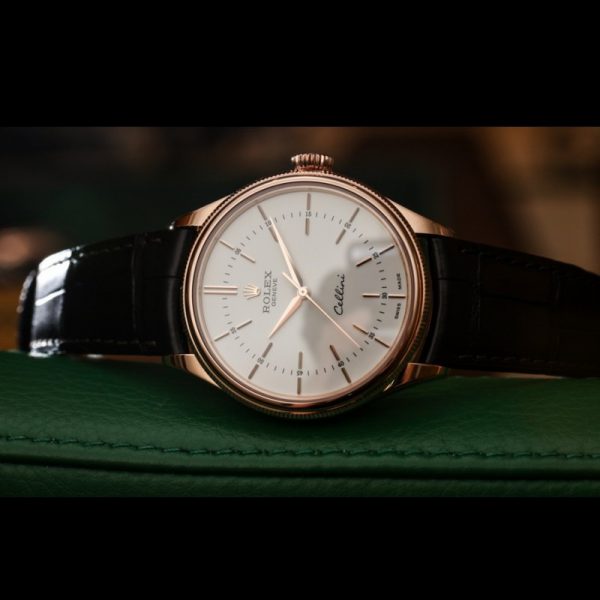 Rolex Cellini Time 50505 Bracelet Cuir Noir Cadran Blanc 39mm Montre Réplique Homme – Image 4