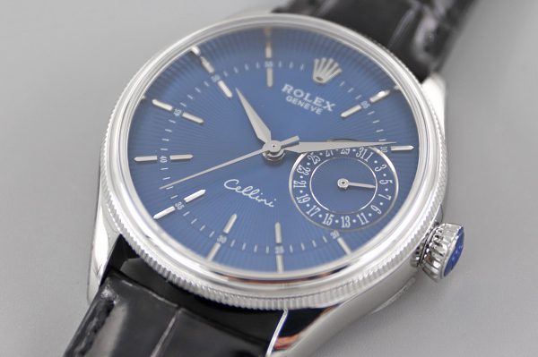 Rolex Cellini Date 50519 Cadran Bleu Bracelet Cuir Bleu 39MM Montre Réplique Homme – Image 6