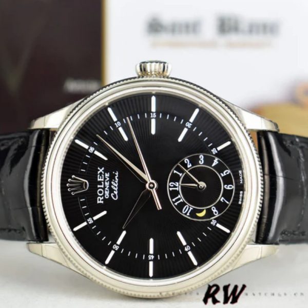 Rolex Cellini Dual Time 50529 Cadran Guilloché Noir 39mm Montre Réplique Homme – Image 3