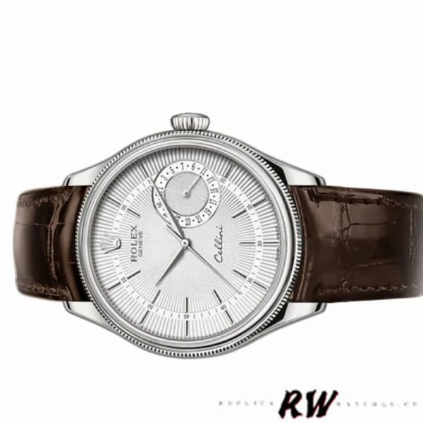 Rolex Cellini Date 50519 Bracelet Cuir Brun Cadran Argent 39mm Montre Réplique Homme – Image 4