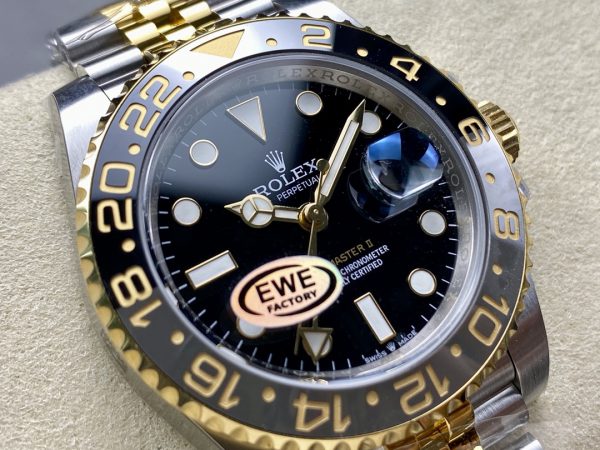 Rolex GMT Master II Cadran Noir Acier Or Jaune 18kt 126713GRNR 0001 Montre Homme – Image 5