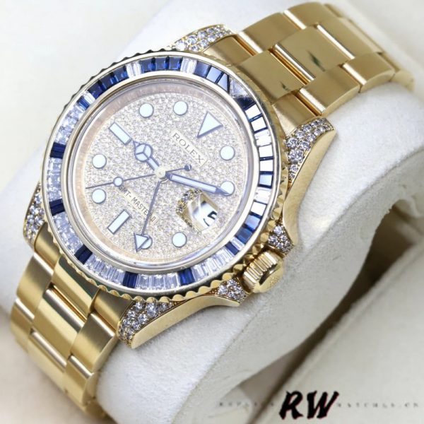 Rolex GMT-Master II 116758 Or Jaune Cadran Pavé 40mm Montre Réplique Homme – Image 3