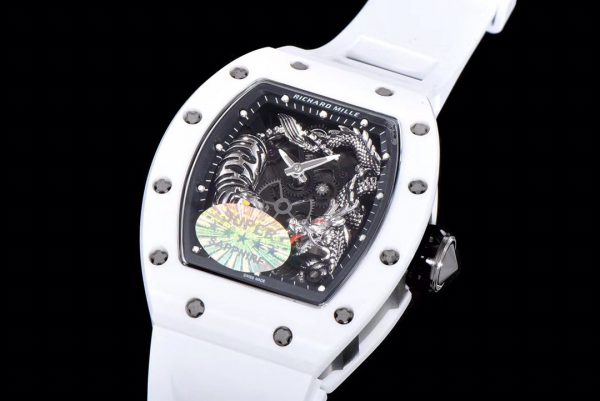 Richard Mille RM 057 NTPT Fibre de Carbone Bracelet Caoutchouc Blanc – Image 5