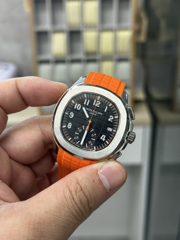 Réplique Patek Philippe Aquanaut 5968A 001 Chronographe Bracelet Caoutchouc Orange 42mm – Image 7
