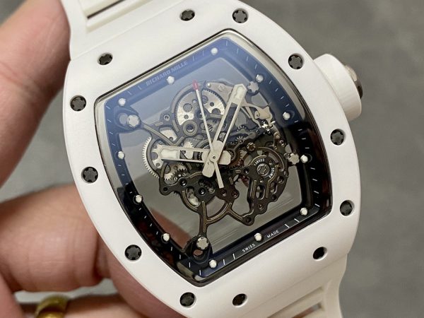 Richard Mille RM 055 RMUL2 NTPT Fibre de carbone Marque noire Bracelet caoutchouc blanc – Image 4
