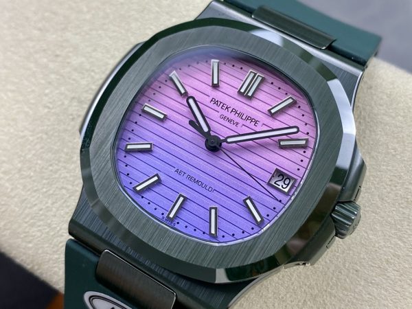 Patek Philippe Nautilus Bracelet Vert Cadran Violet 5711 Montre 40MM – Image 5